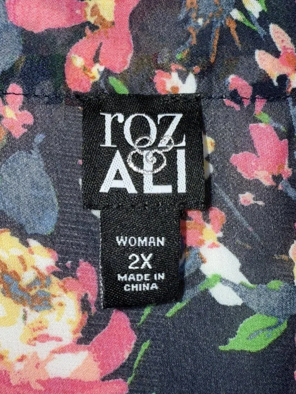 Roz & Ali Kimono Cardigan Womens 2X Plus Pink Blue Floral Sheer Open Front Boho - Picture 6 of 12